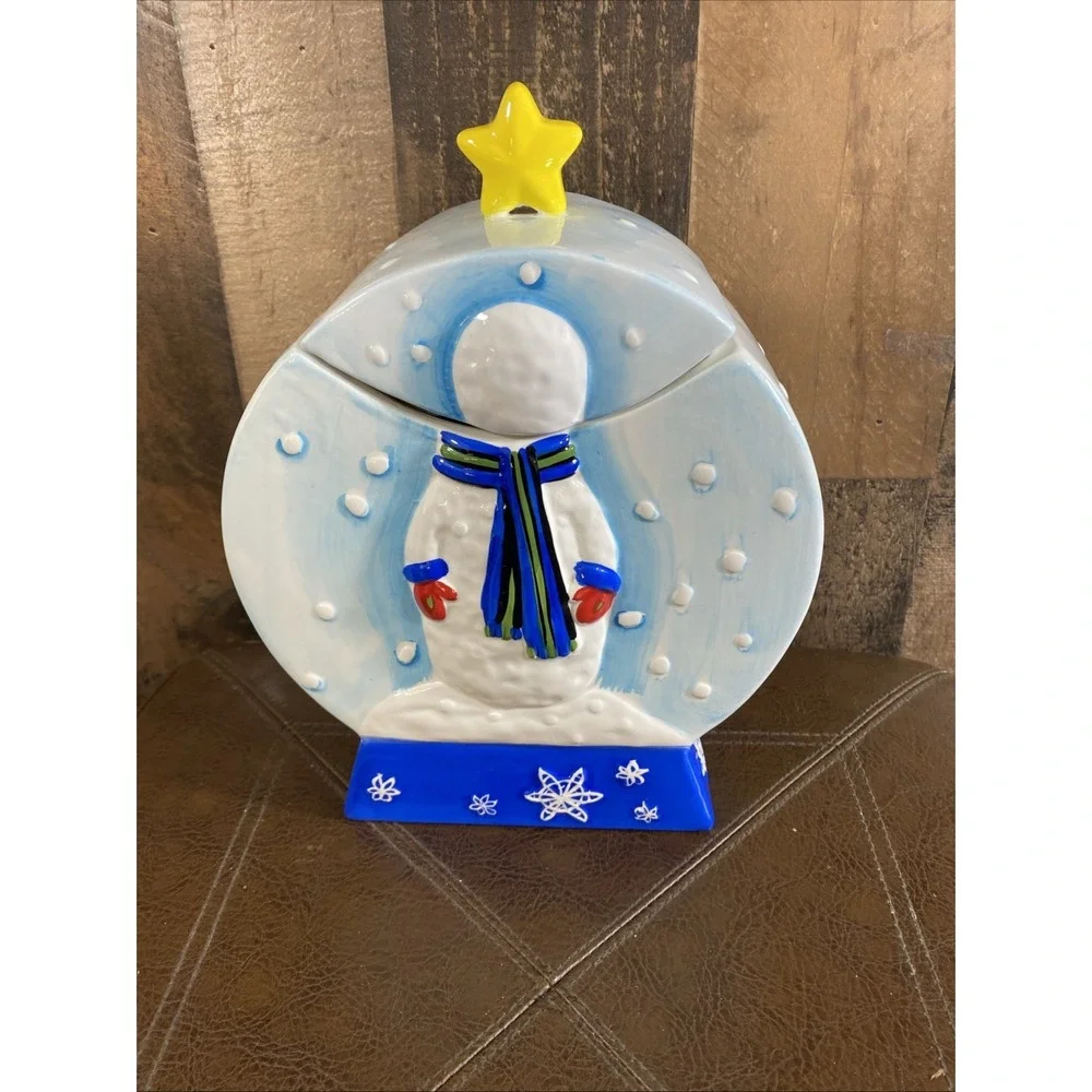 Snowman Ceramic Cookie Great Jar by Design PAC Inc. Christmas Holiday Snow Vtg